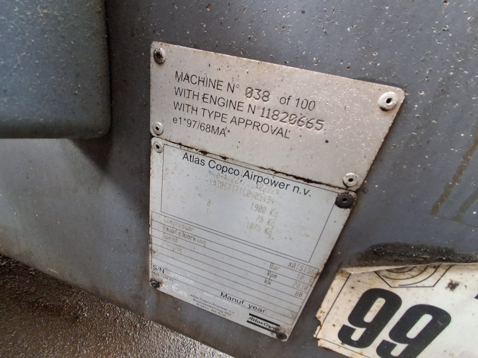 Used 2016 Atlas Copco XATS 156 Portable Air Compressor
