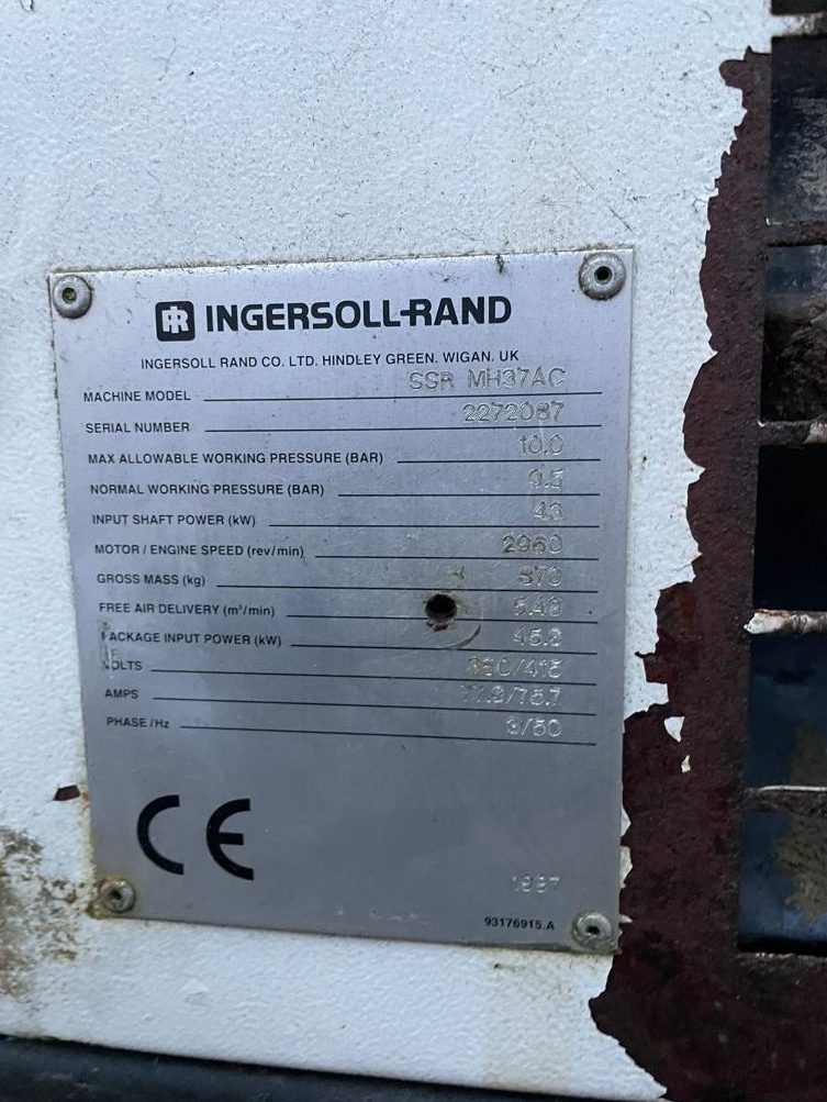Used 1998 Ingersoll Rand SSR MH 37 AC Rotary Screw Air Compressor, 191 CFM